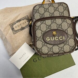 Gucci GG Supreme Neo Vintage Mini Bag Crossbody Box Dustbag Gift Coated Canvas